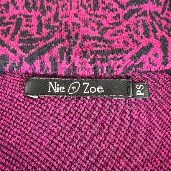 NIC+ZOE Women Size PS FUCHSIA AND BLACK Stretch Knit Blazer Cotton Blend - Picture 4 of 7